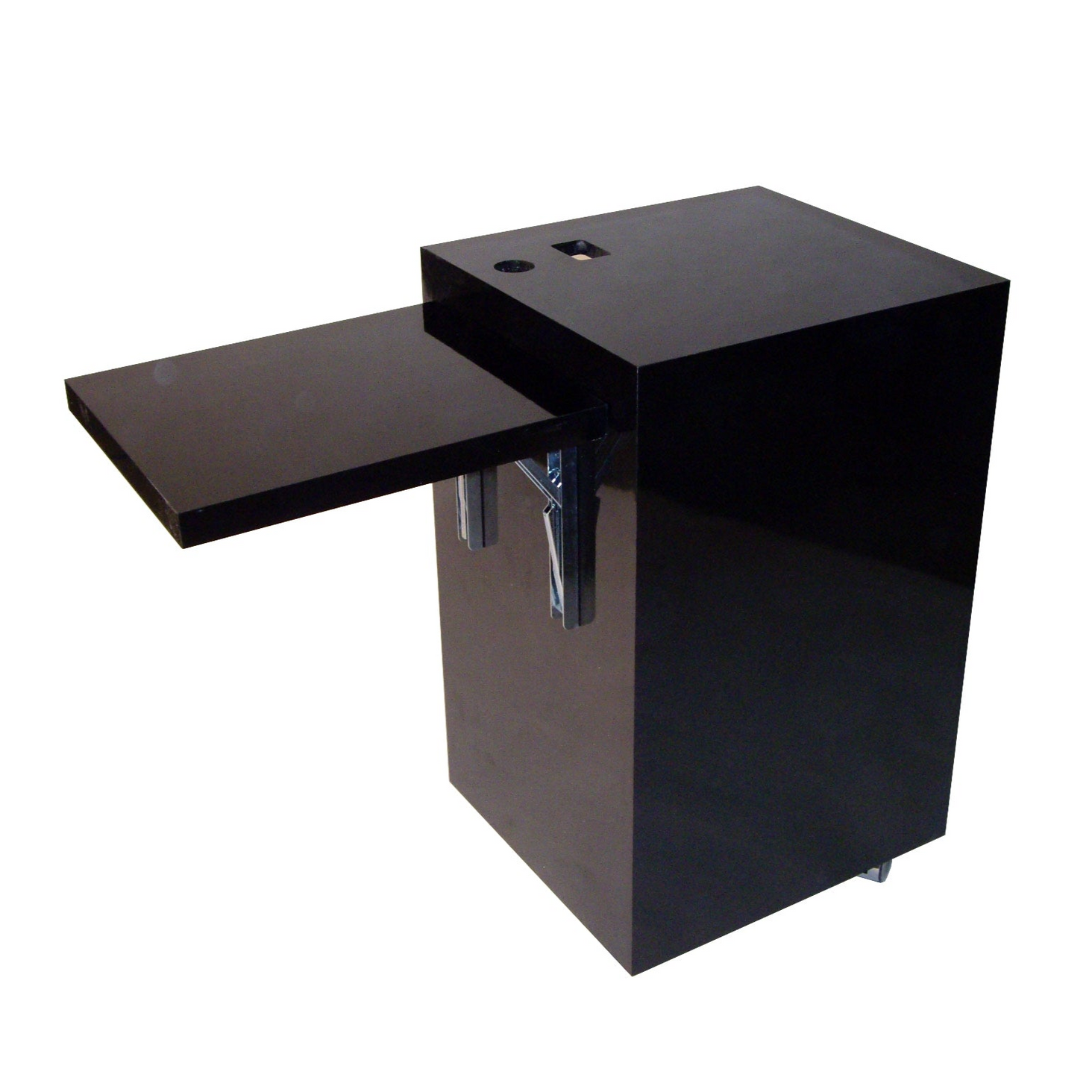 Black Gloss Laminate Pedestal with Foldable Work Surface